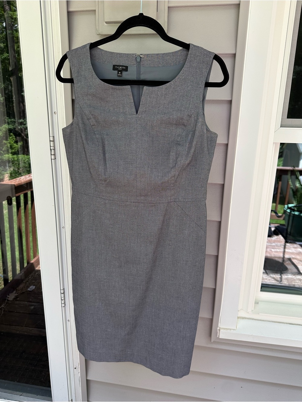 Talbots Gray Sheath Dress Size 8 Petite Sleeveless Career Dress